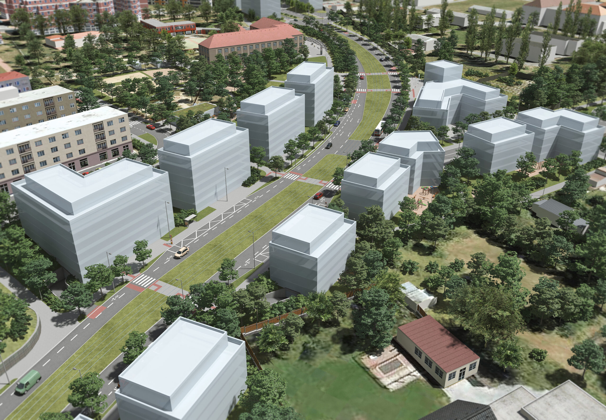 Vizualizace upraveného řešení Radlické radiály – zakrytý úsek trasy
